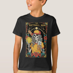 Camiseta Cartão Tarot de Mãe de Softbol Esqueleto Mãe de Es