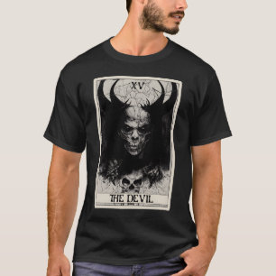 Camiseta Cartão Tarot do Demônio do Horror Escuro Oculto