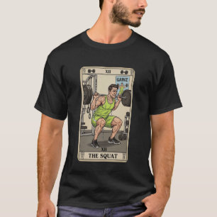 Camiseta Cartão Tarot Engraçado de Agachamento Treino de Ac