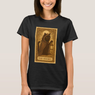 Camiseta Cartão Tarot Gato Preto O Eremita Estilo Vintage L
