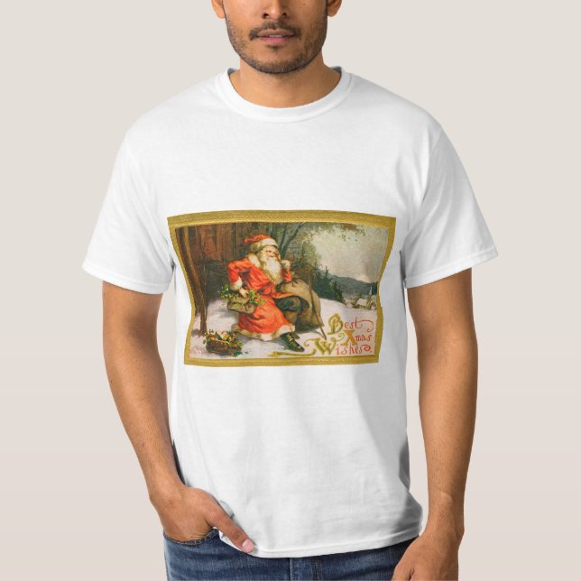 Camiseta cartão tradicional de natal vintage (Frente)