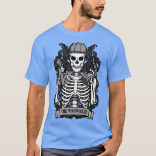 Camiseta Cartão Vintage Tarot do Woodworker Skeleton DIY Ha