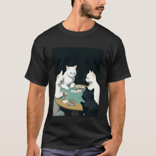 Camiseta Cartas de Baralho Cassino Jogos de Azar Gatos Joga