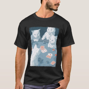 Camiseta Cartas de Baralho Pop Art Jogos de Azar Gato Branc