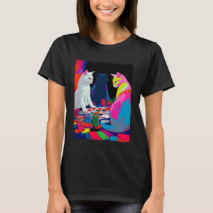 Camiseta Cartas de Baralho Pop Art Jogos de Azar Gatos Joga