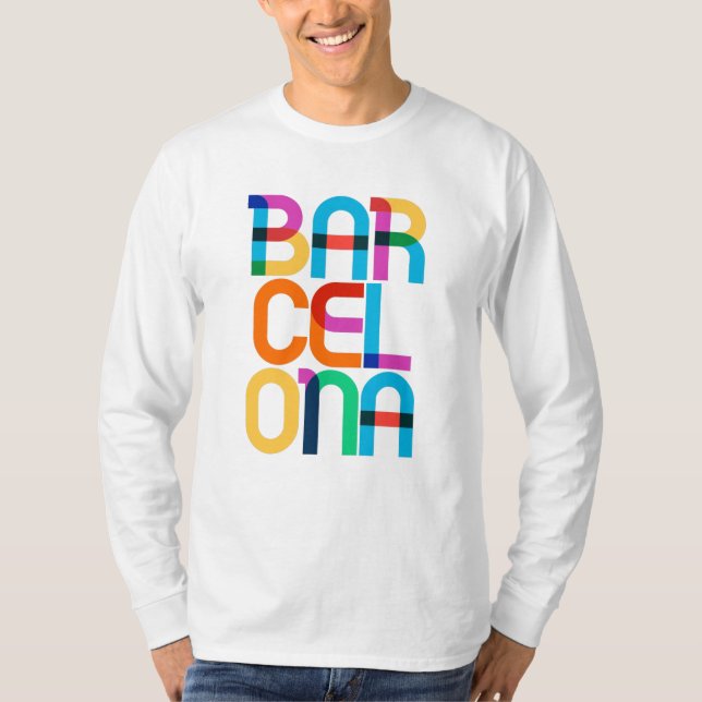 Camiseta Cartas de Pop de Espanha de Barcelona (Frente)