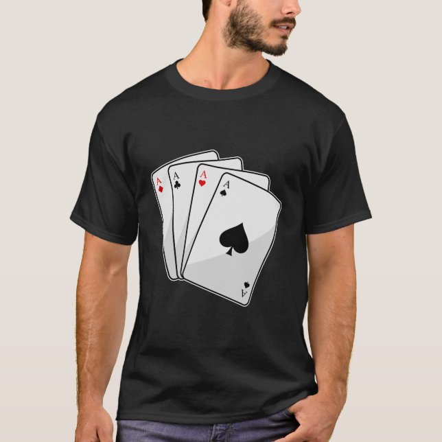 Camiseta Cartas de pôquer Quadruplets Aces no Poker (Frente)