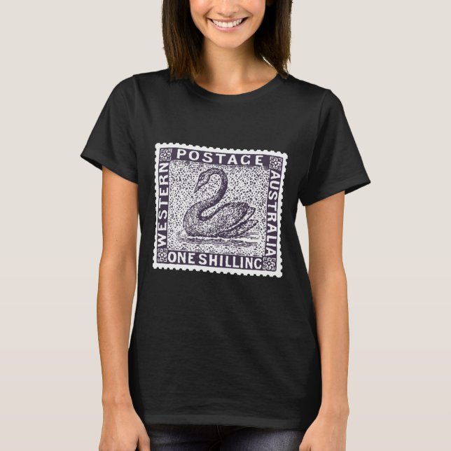 Camiseta Cartaz antigo da Austrália com Cisne (Frente)