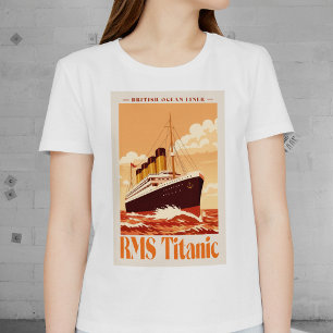 Camiseta Cartaz Antigo do RMS Titanic. Arte Retro de Transa