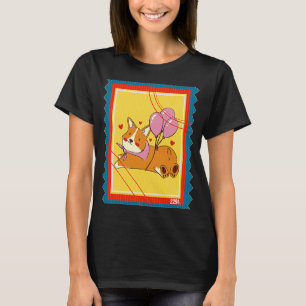 Camiseta Cartaz Carimbo Vintage Corgi Ballons