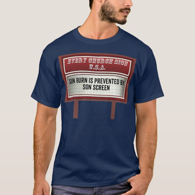 Camiseta Cartaz da Igreja Engraçada Sinaliza Presente de Pi (Frente)
