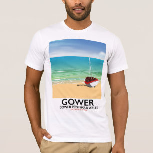 Camiseta Cartaz da praia da Península de Gower País de Gale