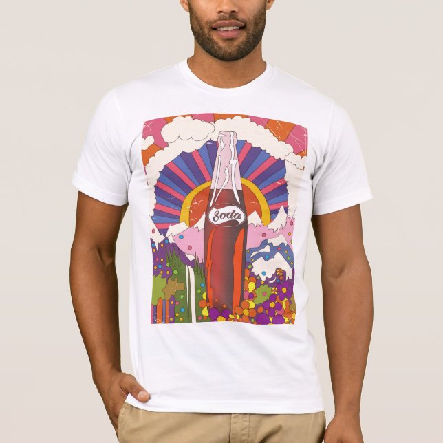 Camiseta cartaz de anúncio de refrigerante estilo retrô (Frente)