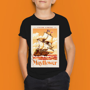 Camiseta Cartaz de Arte Vintage do Navio Mayflower Carraca