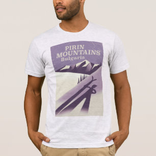 Camiseta Cartaz de esqui da Bulgária montanhas Pirin