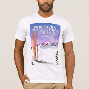 Camiseta cartaz de esqui da Finlândia do norte da Ostrobótn