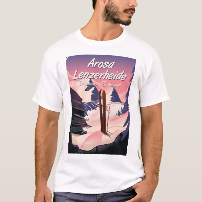 Camiseta Cartaz de esqui de Arosa Lenzerheide, Suíça. (Frente)