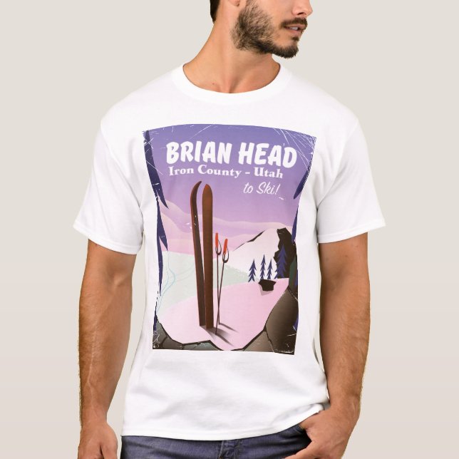 Camiseta Cartaz de esqui de Brian Head, Iron county Utah, E (Frente)