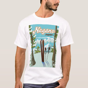 Camiseta Cartaz de esqui de Nagano Japão