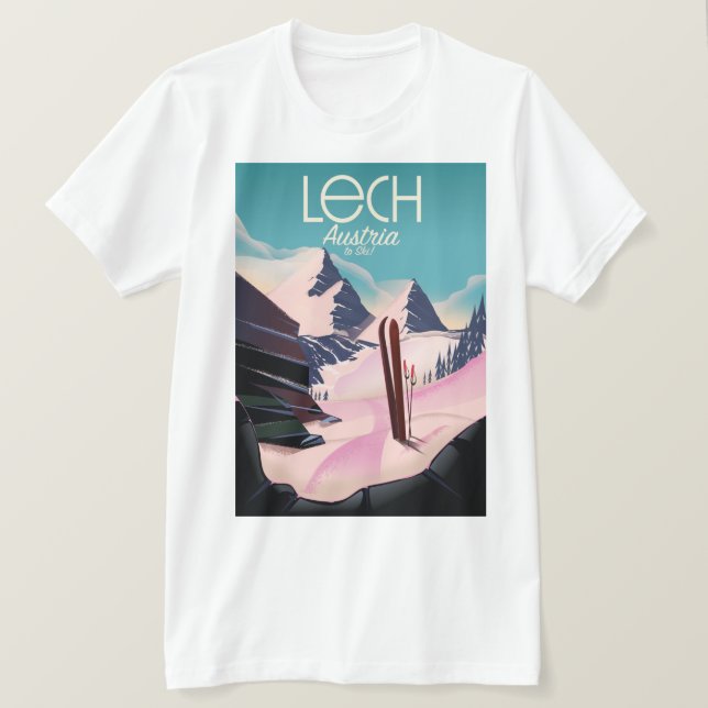 Camiseta Cartaz de esqui Lech Áustria. (Frente do Design)
