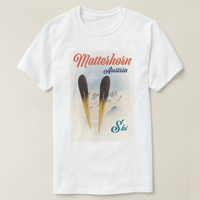 Camiseta Cartaz de esqui na Áustria Matterhorn. (Frente do Design)