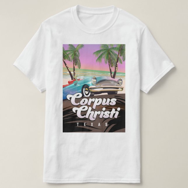 Camiseta cartaz de férias Corpus Christi Texas (Frente do Design)