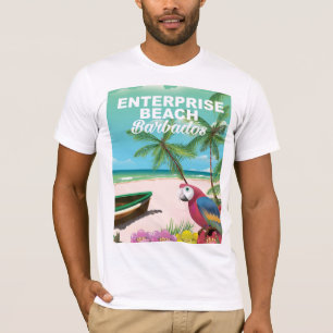 Camiseta Cartaz de férias da Praia Enterprise Barbados