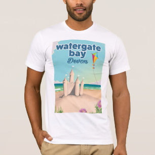 Camiseta cartaz de férias de castelo de areia da baía de wa