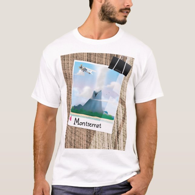 Camiseta Cartaz de férias do vulcão Montserrat. (Frente)