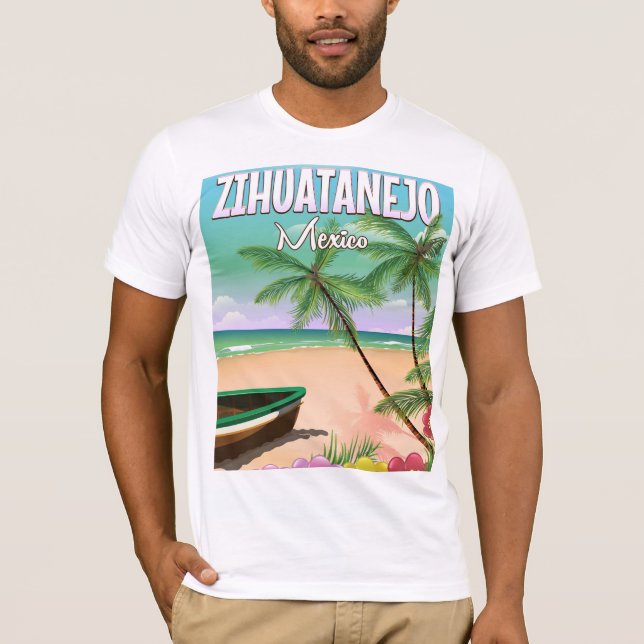 Camiseta Cartaz de férias na praia mexicana de Zihuatanejo (Frente)