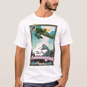 Camiseta Cartaz de impressão de voo vintage Aconcagua -Arge
