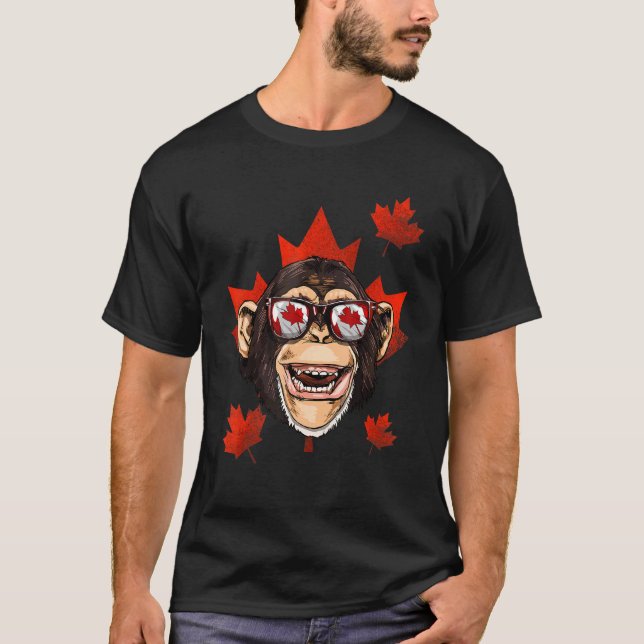 Camiseta Cartaz de macacos canadense Folha Patriótica Canad (Frente)