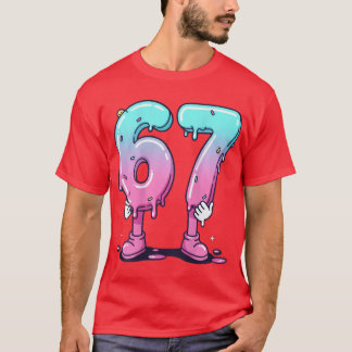 Camiseta Cartaz de Número de Desenho Animado 67 para Celebr