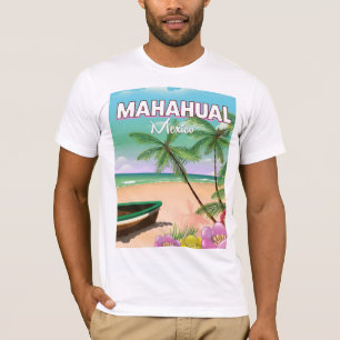 Camiseta cartaz de praia mexicana de Mahahual