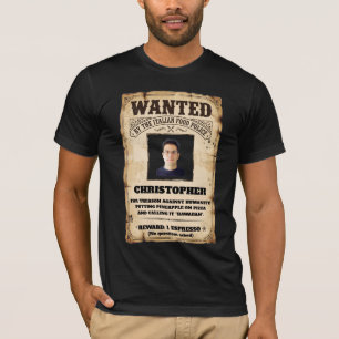 Camiseta Cartaz de Procurado da Polícia de Alimentos Italia