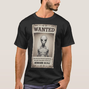 Camiseta Cartaz de Procurado Ovni Vintage - Criminoso Alien