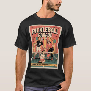 Camiseta Cartaz de Serve Primeiro Coma Depois de Pickleball