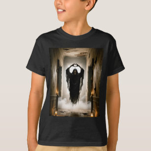 Camiseta Cartaz de terror de rosto assustador mãos coração