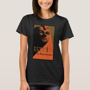 Camiseta Cartaz de Viagem Antigo com Esfinge, Egito, África