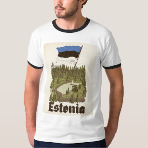 Camiseta Cartaz de Viagem Antigo da Estônia