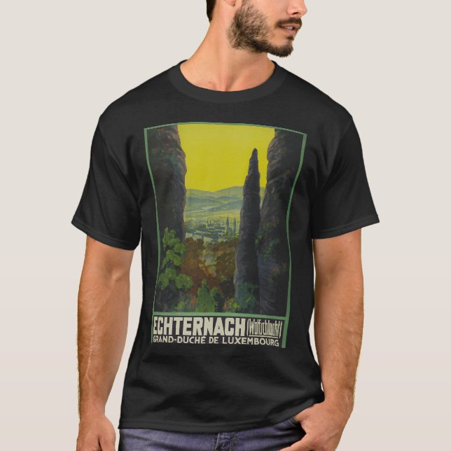 Camiseta Cartaz de Viagem Antigo de Echternach (Frente)