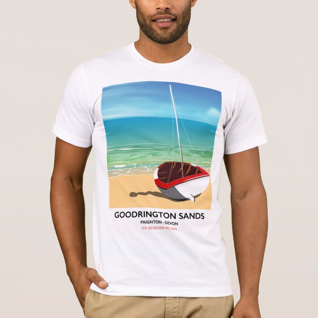 Camiseta Cartaz de viagem antigo de Goodrington Sands Devon (Frente)