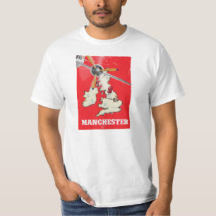 Camiseta Cartaz de Viagem Antigo de Manchester
