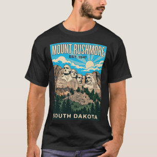 Camiseta Cartaz de Viagem Antigo de Mount Rushmore Dakota d