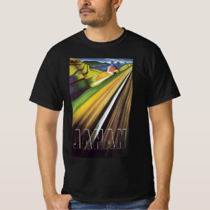 Camiseta Cartaz de Viagem Antigo Japão, Trem Japonês Ferrov