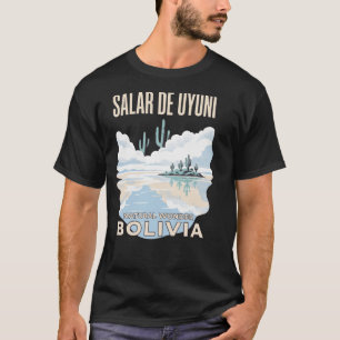 Camiseta Cartaz de Viagem Antigo Salar de Uyuni Bolívia Ret