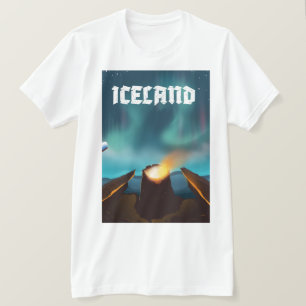 Camiseta Cartaz de viagem aurora boreal Islândia