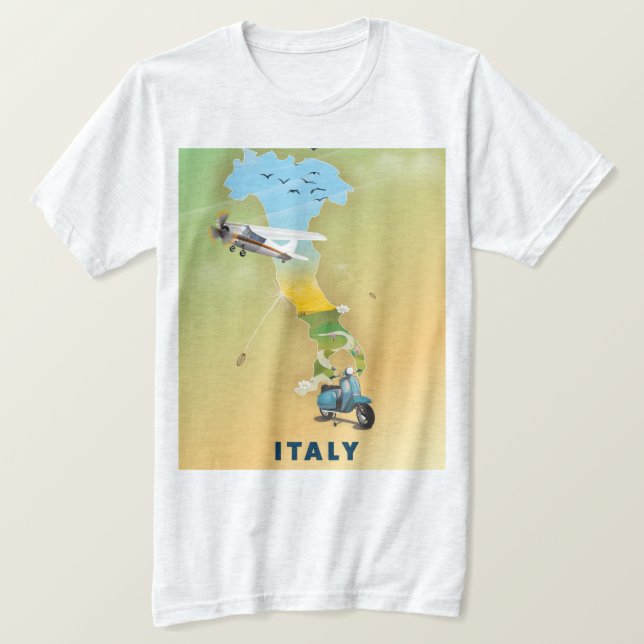 Camiseta Cartaz de viagem da Itália. (Frente do Design)