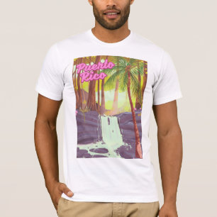 Camiseta cartaz de viagem da palmeira tropical de Porto Ric