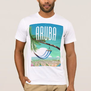 Camiseta cartaz de viagem da praia Aruba Hammock